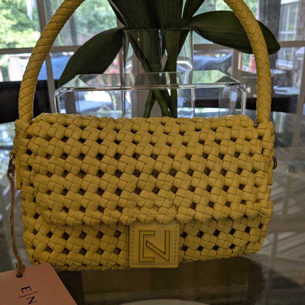 Elegant Yellow Woven Shoulder Bag